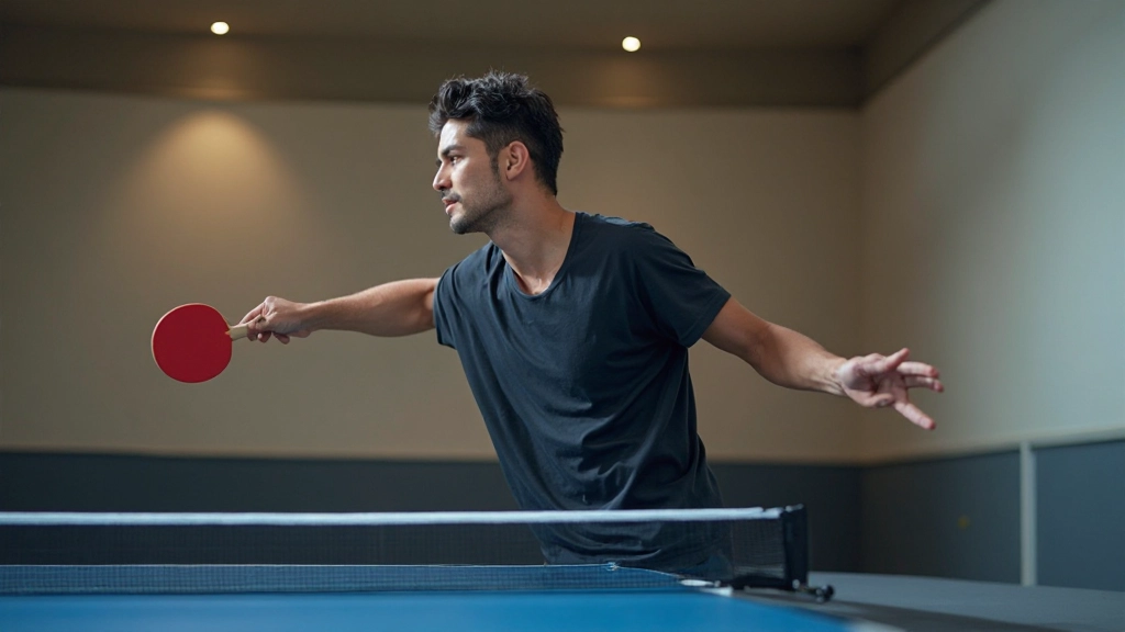 Specialist coach demonstrating the correct arm movement technique in table tennis